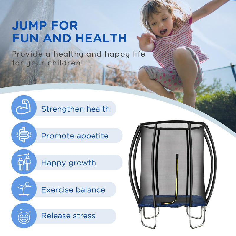 Trampolino Tappeto Elastico per Bambini Ø210 cm in con Rete di Sicurezza Blu