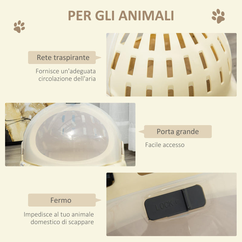 Trasportino Cuccia per Gatti Ø41x35,2 cm con Peluche Interno Beige