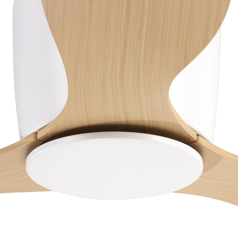 Ventilatore da Soffitto 3 Pale Ø112x25 cm 6 Velocità Legno Naturale e Bianco