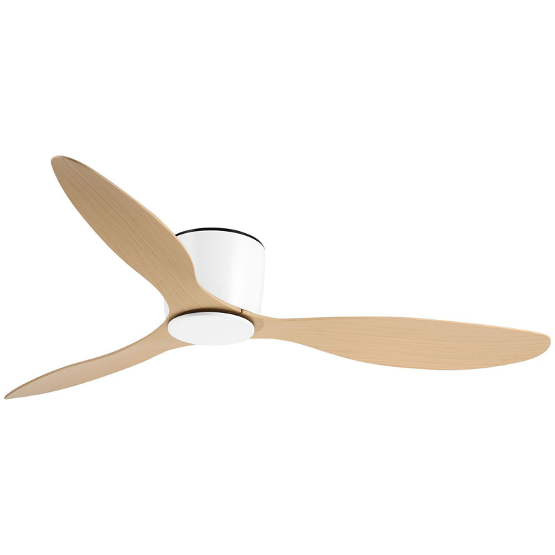 Ventilatore da Soffitto 3 Pale Ø112x25 cm 6 Velocità Legno Naturale e Bianco