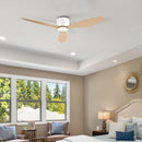 Ventilatore da Soffitto 3 Pale Ø112x25 cm 6 Velocità Legno Naturale e Bianco