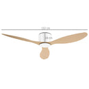 Ventilatore da Soffitto 3 Pale Ø112x25 cm 6 Velocità Legno Naturale e Bianco