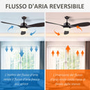 Ventilatore da Soffitto 3 Pale e Lampada LED Ø132x43 cm 6 Velocità Marrone