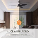 Ventilatore da Soffitto 3 Pale e Lampada LED Ø132x43 cm 6 Velocità Marrone