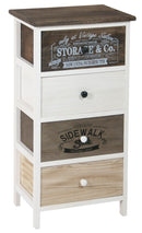 Cassettiera 4 Cassetti in Legno Massello 38x28x73 cm Fumer Trudy