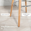 Set 2 Sgabelli Bar 43x43x91 cm con Schienale Poggiapiedi in Acciaio Seduta Imbottita Gambe in Legno e PU Nero      