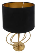 Lampada da Tavolo Glam Fluy Ø40x60,5 cm in Ferro Plastica e Poliestere Nero e Oro
