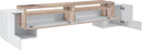 Mobile Tv 3 Ante e Ripiano a Giorno 210x45x45 cm Pillon Low 2A 1R Bianco Lucido/Acero Pereira  