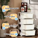 Cassettiera per Cameretta 4 Cassetti 37x37x76 cm in Plastica Crema   