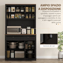 Mobile Cucina Multiuso Dispensa con Mensola e Foro Passacavi 100x40x180 cm in MDF Nero  