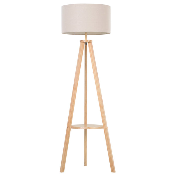 Stativ-Stehlampe aus Holz und Leinen mit Fußschalter Höhe 154 cm prezzo
