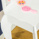 Toeletta Trucco per Bambine Consolle e Sgabello 63x40x85,5 cm con Triplo Specchio in Legno e Acrilico Bianco      