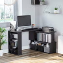 Scrivania Angolare con Piano Girevole a 360° 120x110x74,5 cm Struttura a Ripiani in Legno Ingegnerizzato Nero  