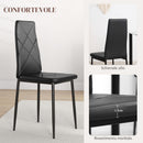 Set 6 Sedie da Pranzo Moderne Schienale Alto Cuciture a Diamante 41x50x97 cm Nero  