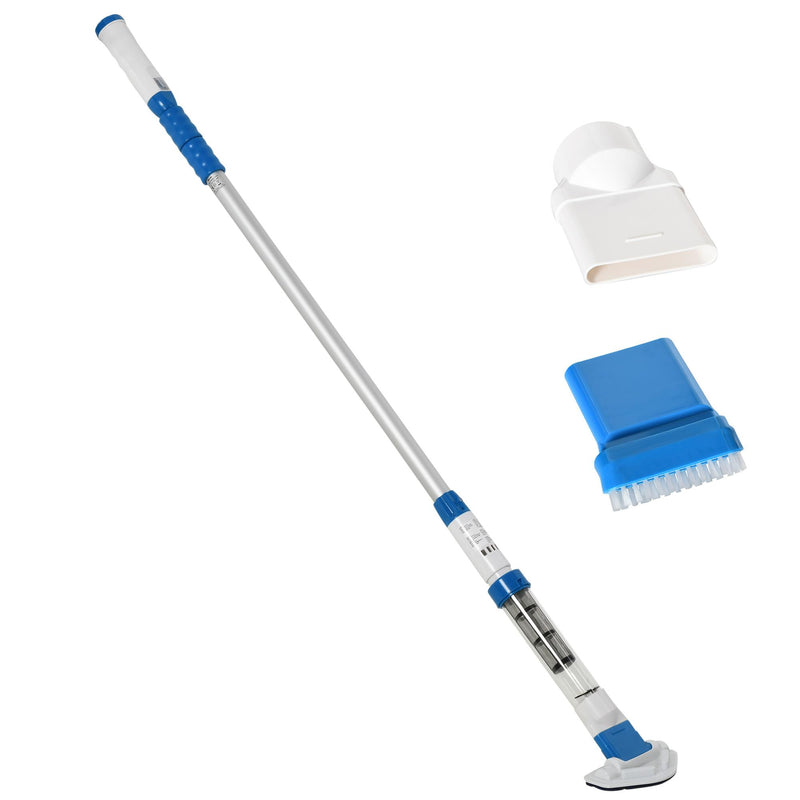 Aspirapolvere per Piscina Portatile 210x17x7 cm con Palo Telescopico Bianco e Blu