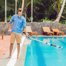 Aspirapolvere per Piscina Portatile 210x17x7 cm con Palo Telescopico Bianco e Blu