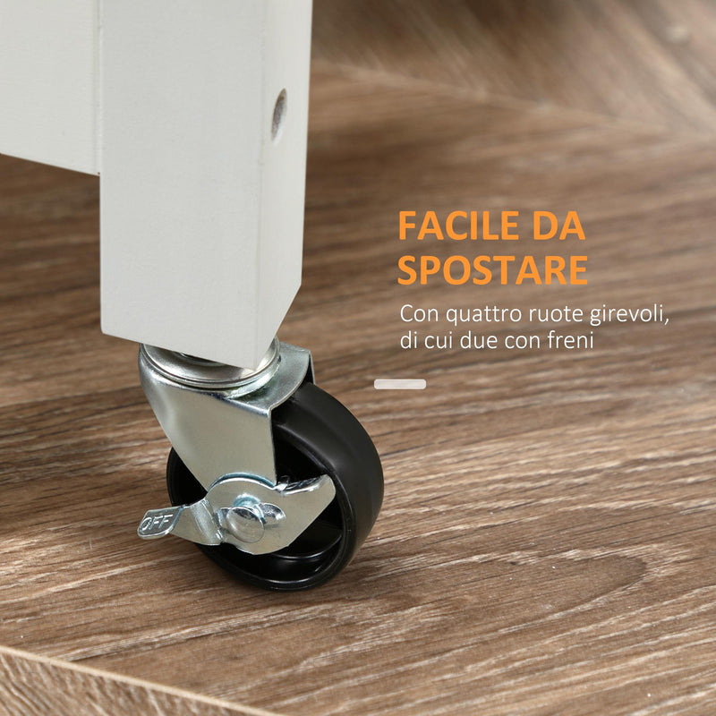 Carrello da Cucina 92x40x84 cm 1 Cassetto 1 Armadietto 3 Ripiani in MDF e Acciaio Bianco