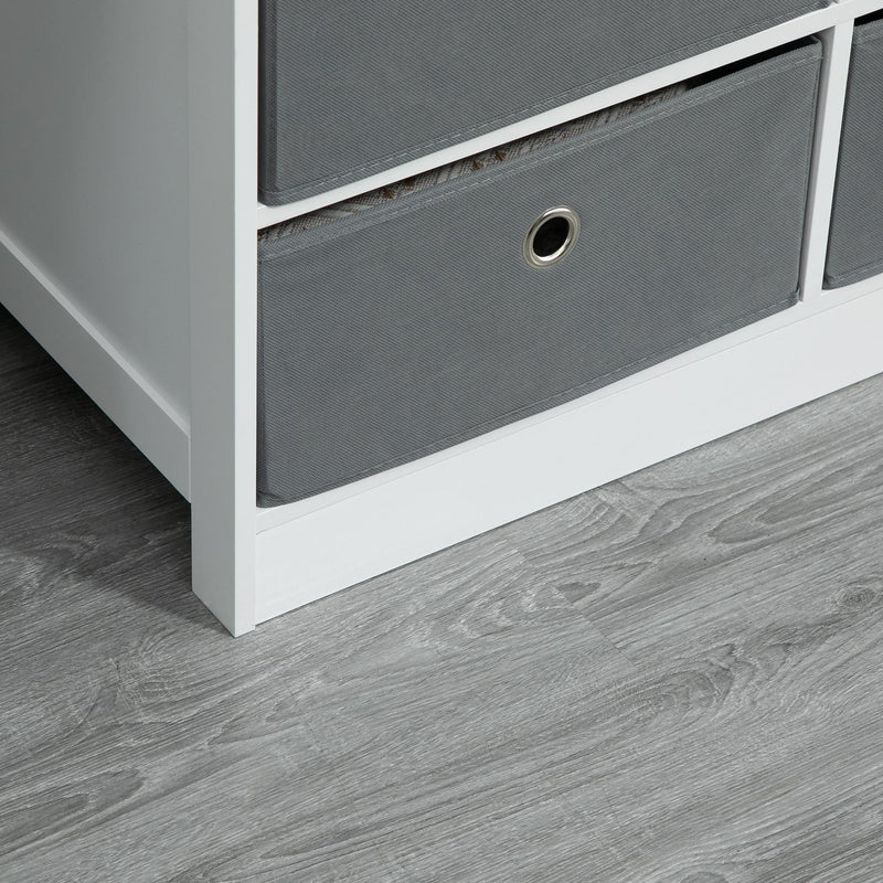 Cassettiera 72x35x62 cm 6 Cassetti in Tessuto Non Tessuto e MDF Bianco e Grigio