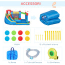 Castello Giostra Gonfiabile 390x300x197 cm con Scivolo Trampolino e Piscina Multicolore