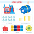 Castello Giostra Gonfiabile 333x280x210 cm con Scivolo Trampolino e Piscina Multicolore