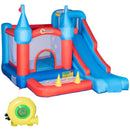 Castello Giostra Gonfiabile 333x280x210 cm con Scivolo Trampolino e Piscina Multicolore