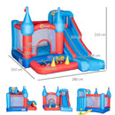 Castello Giostra Gonfiabile 333x280x210 cm con Scivolo Trampolino e Piscina Multicolore