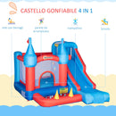 Castello Giostra Gonfiabile 333x280x210 cm con Scivolo Trampolino e Piscina Multicolore