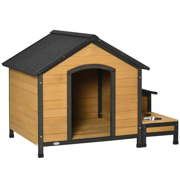 Zwinger für mittelgroße Hunde 130 x 93 x 92 cm mit 2 Napfhaltern aus Tannenholz sconto