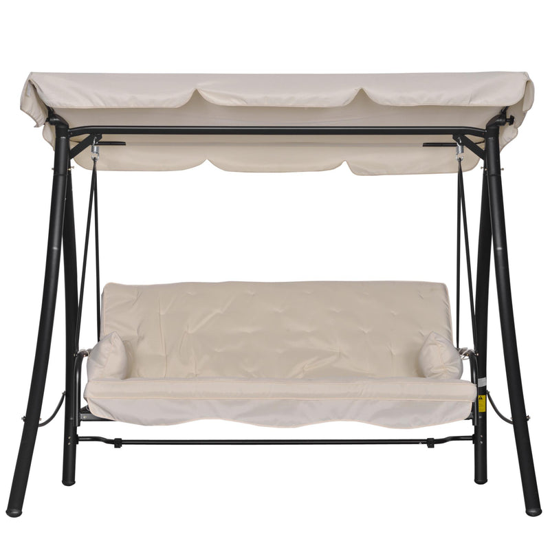 Dondolo Letto 3 Posti da Giardino 209x114x170 cm in Metallo e Poliestere Beige