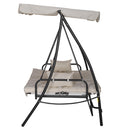 Dondolo Letto 3 Posti da Giardino 209x114x170 cm in Metallo e Poliestere Beige