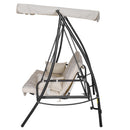 Dondolo Letto 3 Posti da Giardino 209x114x170 cm in Metallo e Poliestere Beige