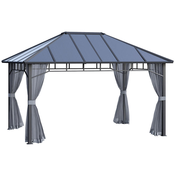 sconto Gartenpavillon 4 x 3 m mit Moskitonetzdach aus grauem Polycarbonat