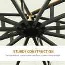 Gazebo da Giardino Ø3,5x2,75m con Tende in Acciaio e Poliestere Bianco