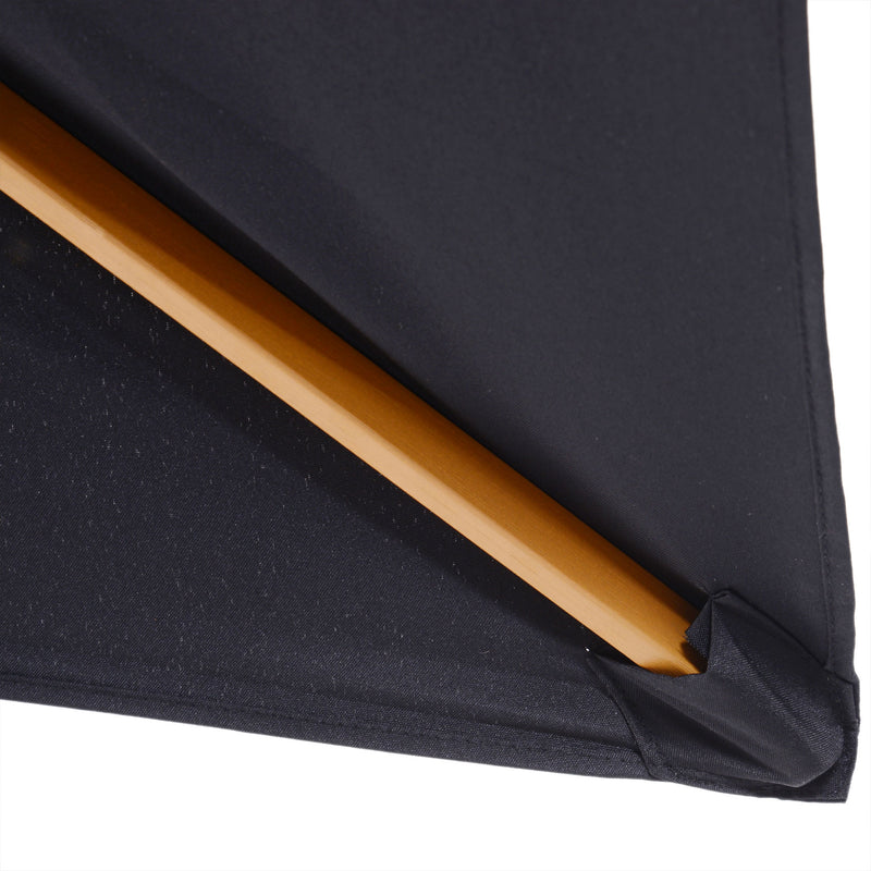 Ombrellone da Giardino 2x3 m Palo Ø38 mm Rettangolare in Legno e Poliestere Nero