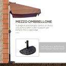 Mezzo Ombrellone da Giardino 230x130x249 cm in Metallo e Poliestere Caffè