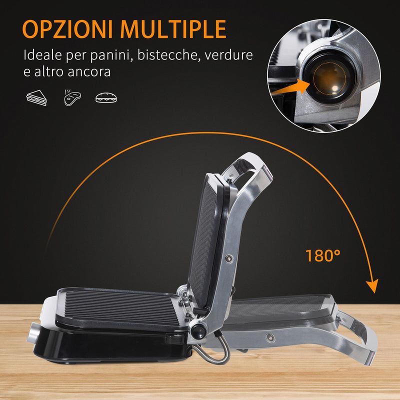 Bistecchiera Piastra Elettrica 2100W 8 Programmi di Cottura Nera