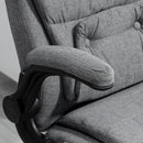 Sedia Poltrona da Ufficio Presidenziale Massaggiante in Tessuto Effetto Lino Grigia