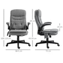 Sedia Poltrona da Ufficio Presidenziale Massaggiante in Tessuto Effetto Lino Grigia