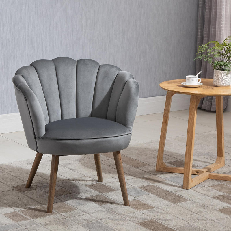 Poltrona Imbottita 66x72x79 cm in Velluto Grigia