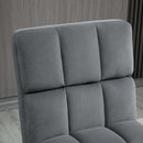 Poltrona Imbottita con Poggiapiedi Pouf in Tessuto Effetto Velluto Grigio