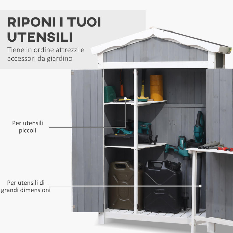 Casetta Box da Giardino 132x50x184 cm in Legno Grigio