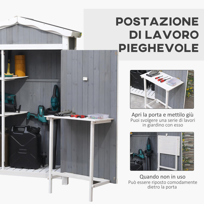 Casetta Box da Giardino 132x50x184 cm in Legno Grigio