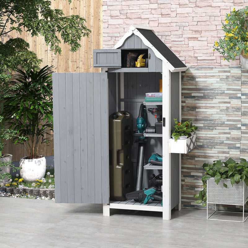 Casetta Box da Giardino 84x54x179 cm in Legno Grigio