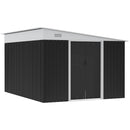 Casetta Box da Giardino 345x280,5x169-201 cm Porta Scorrevole in Acciaio Nero