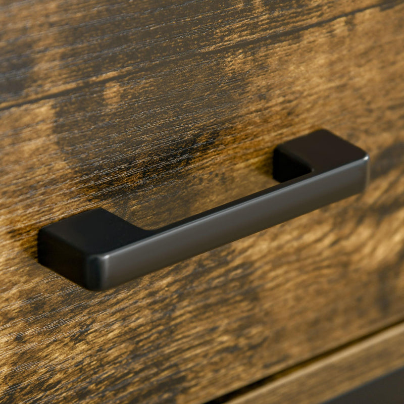 Scrivania PC con Scaffali e Cassetti 140x50x110 cm in Legno e Acciaio Marrone