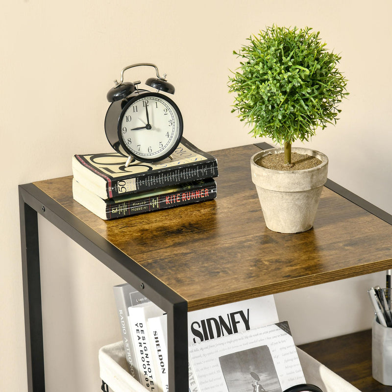 Scrivania PC con Scaffali e Cassetti 140x50x110 cm in Legno e Acciaio Marrone