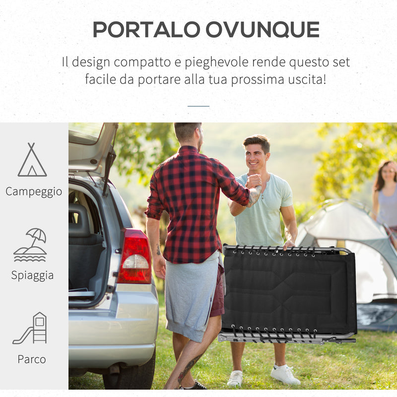 Lettino Prendisole Pieghevole da Giardino 188x57x30 cm in Acciaio e Tessuto Oxford Nero