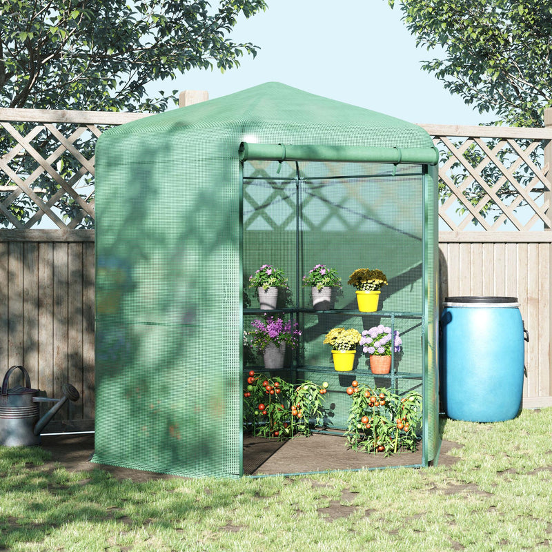 Serra da Giardino 3 Ripiani 225x194x215 cm in Acciaio e Polietilene Verde