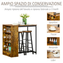 Set Bancone Bar con 2 Sgabelli Alti e Mensole Marrone Rustico