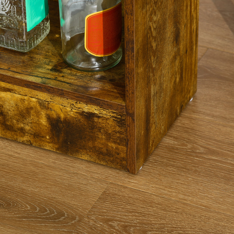 Set Bancone Bar con 2 Sgabelli Alti e Mensole Marrone Rustico